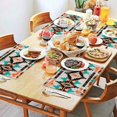 thumbnail image 2 of Earthy Bohemian Flax Table Mats Set of 4, 12x18 Inch Washable Tribal Style, Rustic Vintage Decor for Nordic Style Farmhouse Kitchen and Dining Room, 2 of 6