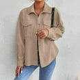 thumbnail image 5 of jobturf Corduroy Jacket Women Long Sleeve Button Down Shacket Casual&nbsp;Loose Coats Fall Winter Fashion Lightweight Jackets with Pockets, 5 of 7