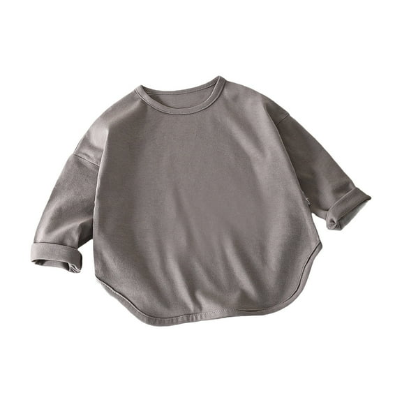 T Shirts for Girls Grey Long Sleeve Shirt Boys Crew Neck Shirt T-Shirts Boys Fall Shirt 3-4 Years Boy Clothes