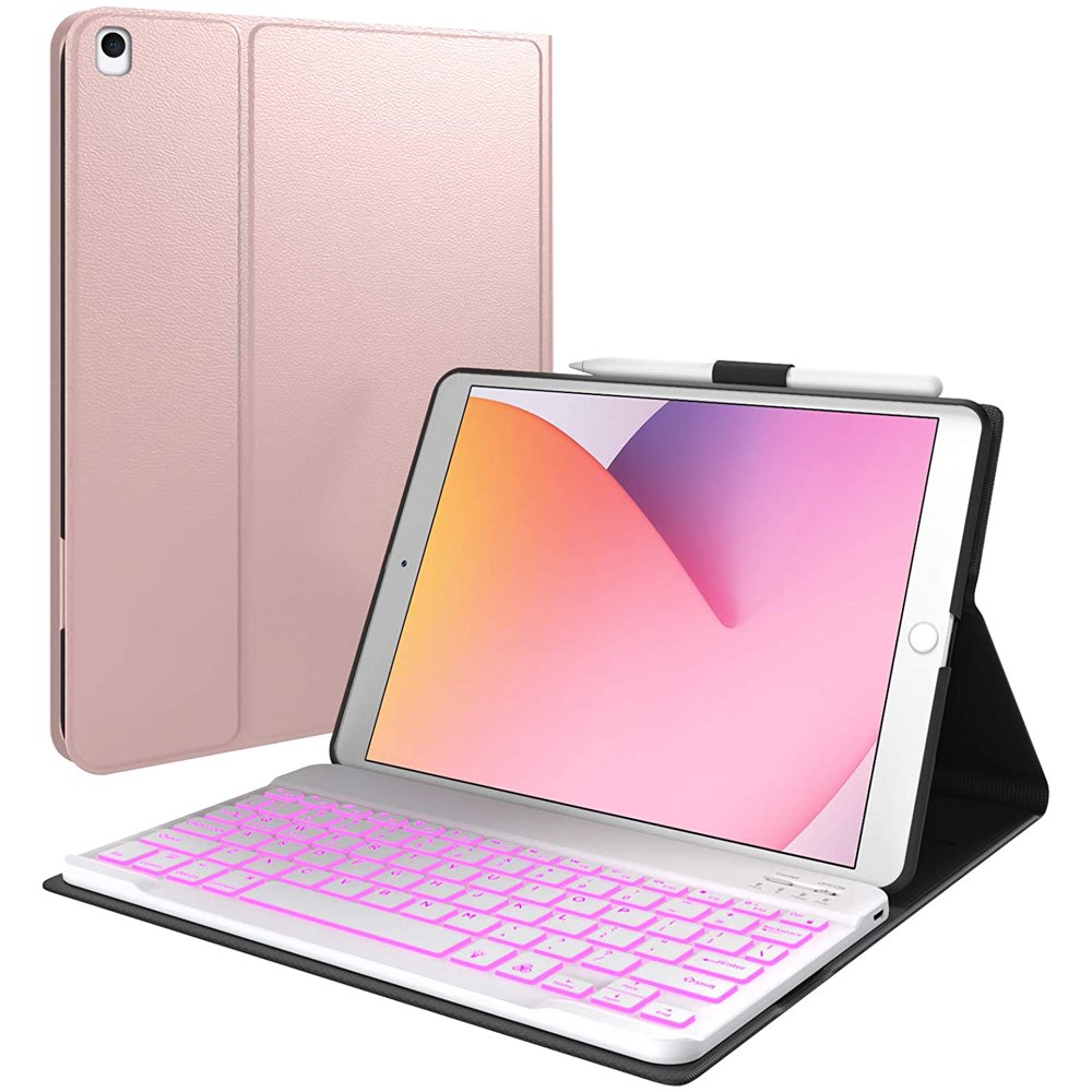iPad 10.2 8th 7th Generation Case with Keyboard 7 Color Backlit Detachable Wireless Keyboard