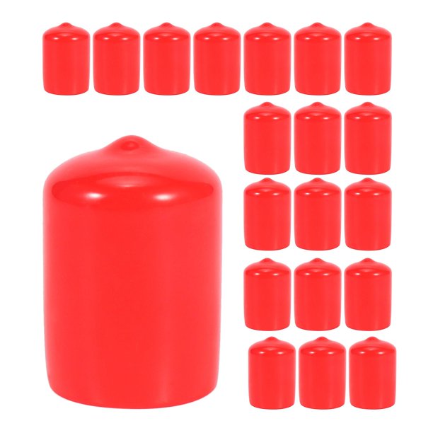 Tapas de extremo de goma de 20 piezas, protectores de rosca de tornillo de tubo redondo de Pvc de identificación de 19mm, color rojo