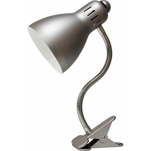 Mainstays Silver Metal Gooseneck Clip Lamp, Nickel Finish