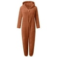 thumbnail image 3 of OYXSER Girls Fleece Hooded Onesize Pajamas Cute One Piece Fuzzy Sleepwear Zip Up Jumpsuits Winter Warm Lounge Outfits, Orange 10-11 Years, 3 of 3