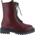 thumbnail image 2 of Women's Fashion Lace Up Combat Boots Side Zipper Chunky Platform Lug Sole Mid Calf Military Fall Winter Riding Ankle Booties, 2 of 5