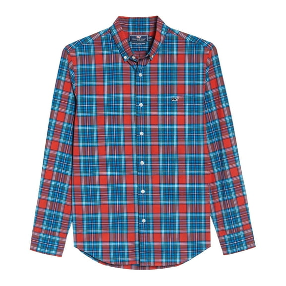 Vineyard Vines Tucker Mens Walker Point Button Down Shirt (Small, Tomato Check)