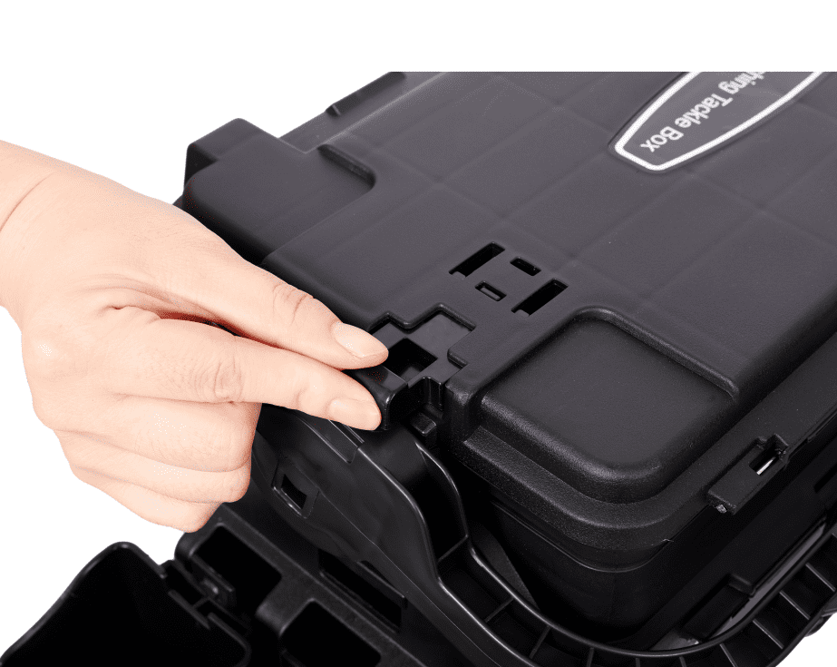 Fishing Tackle Box Dual Layer Large Organizer with Rod Cup Holders Black
