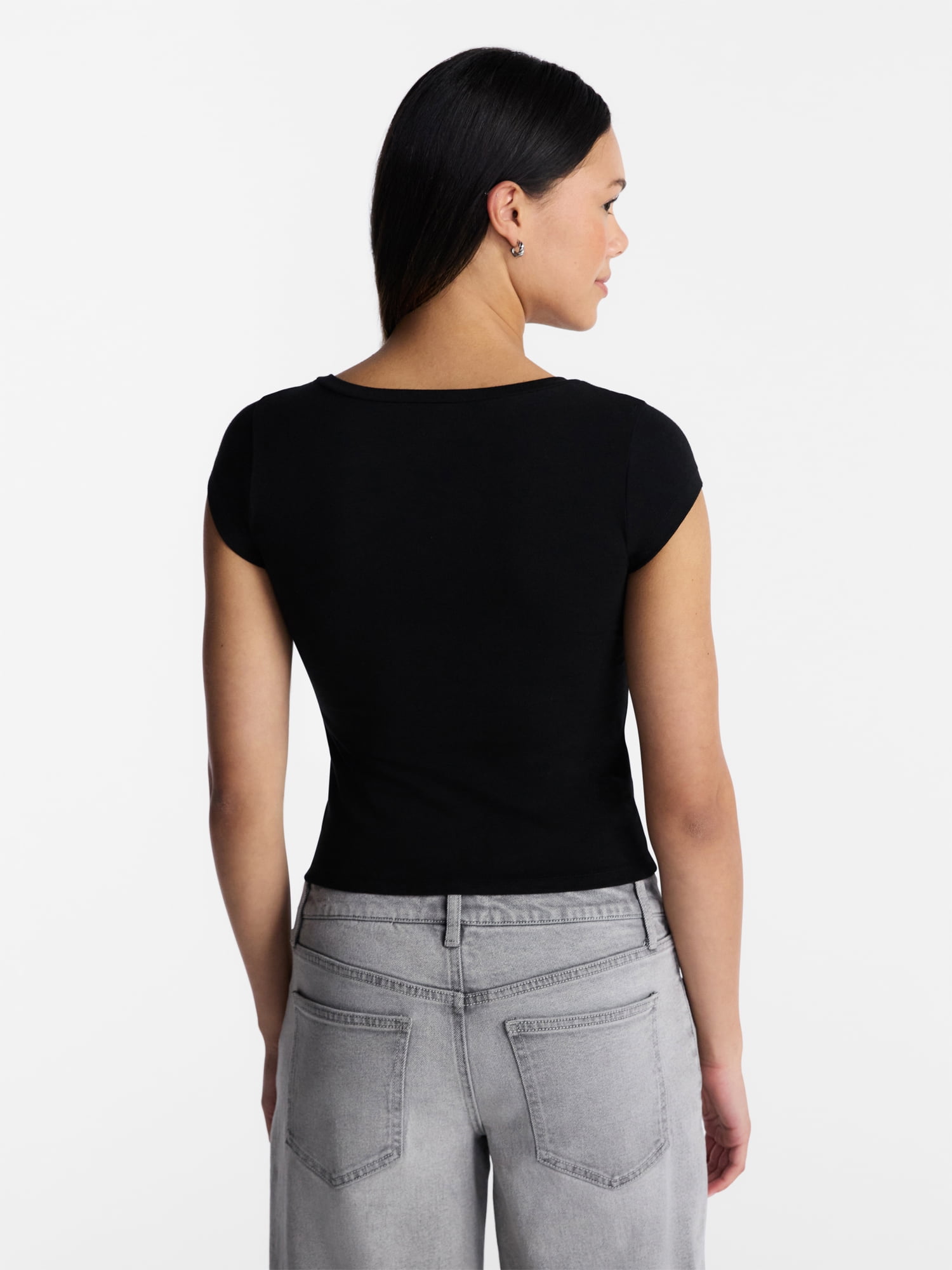 No Boundaries Surplice Top with Cap Sleeves, Women’s XXS-XXL