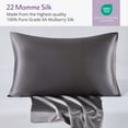 thumbnail image 5 of Mulberry Park 100% Silk Pillowcase - 22 Momme, Grade 6A Mulberry Silk - Deep Envelope Closure - Gunmetal/King (20" x 36"), 5 of 10
