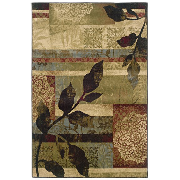Moretti Marksville Area Rug 1983A Casual Ivory Vines Squares 7' 10" x 10' Rectangle