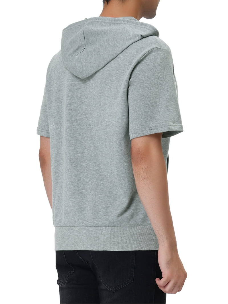 Unique Bargains Men's Short Sleeve Solid Color Zip Up Sport