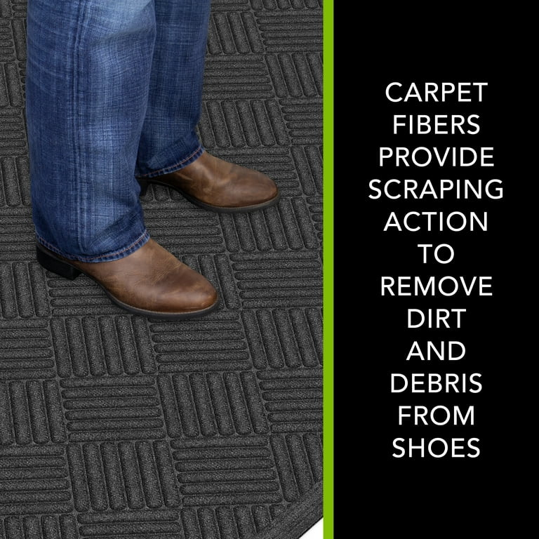 おばっちょ マットブラック 4XL Mainstays Textures Crosshatch Polyester and Rubber Backed Doormat