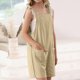 thumbnail image 4 of Odeerbi 5-14 Años Niñas Verano Algodón Lino Jumpsuit Camisola Romper Casual Correa Ajustable Overoles Peto Pantalones Cortos Con Bolsillos, 4 of 7