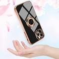 thumbnail image 4 of for iPhone 12 Pro Max Ring Holder Case 360 Degree Rotation Kickstand Girly Case Shiny Plating Rose Gold Edge Work with Magnetic Car Mount Slim Soft Tup Case for Women Girls 6.7 Inch Black, 4 of 14
