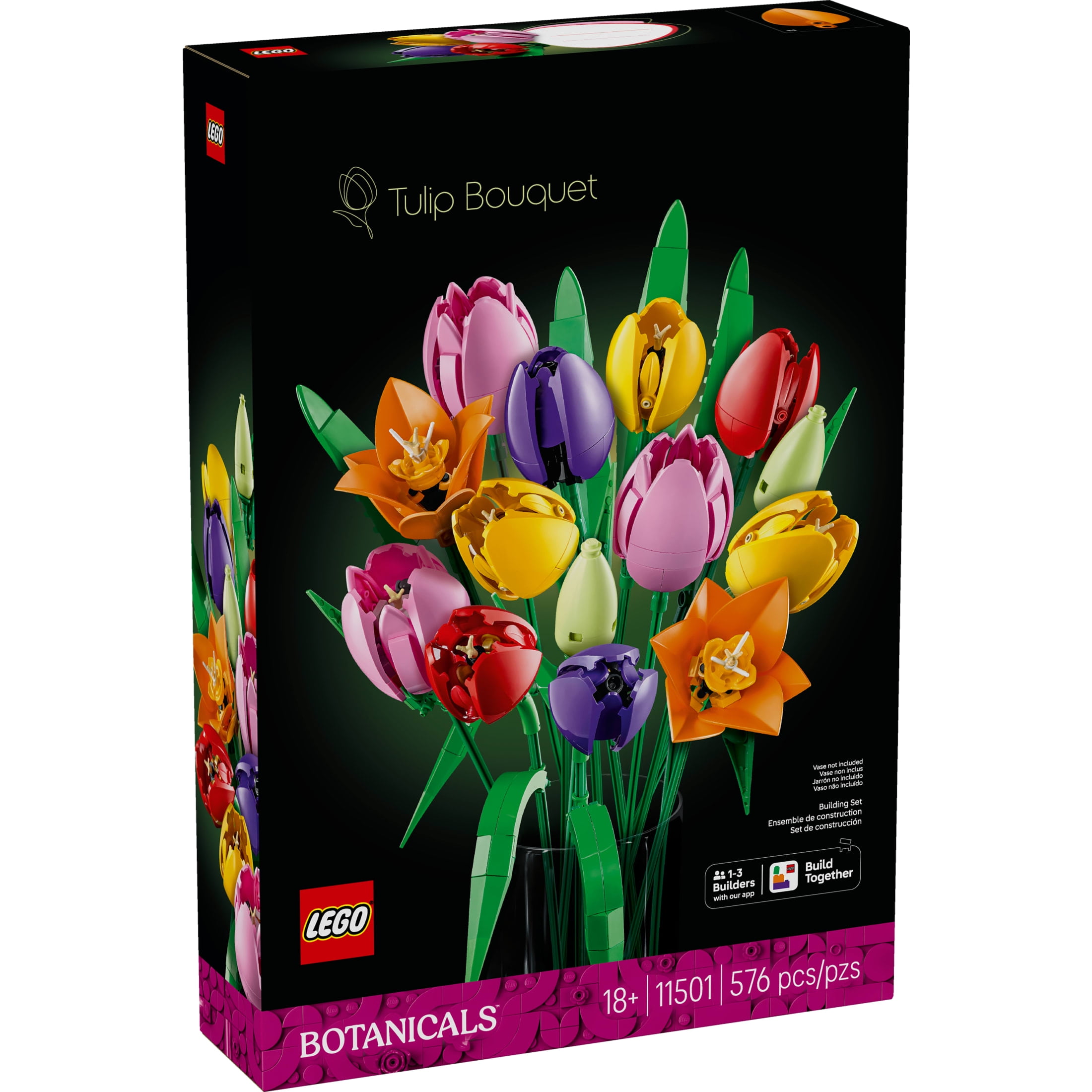 LEGO Botanicals Tulip Bouquet Building Set for Adults - Gift for Birthdays or Anniversary - Bedroom, Book Shelf & Office Decor for Women & Men, Ages 18+ - Artificial Flowers Crafting Kit - 11501