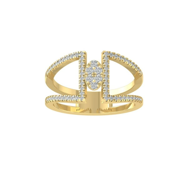 ARAIYA FINE JEWELRY 10K Yellow Gold Round Cluster Lab Grown Diamond Engagement Ring (1/3 cttw, VS Clarity, D-F Color) Size 7.5