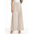 thumbnail image 6 of PRETTYGARDEN Womens Spring Wide Leg Palazzo Pants Trendy Loose Button High Waist Pleated Work Business Casual Trousers, 6 of 7