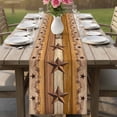 thumbnail image 4 of Western Texas Star Vintage Table Runner - 70 Inch Long Retro Farmhouse Yellow Brown Wooden Cotton and Linen Blended Dress Scarves Farmhouse Table Runner for Kitchen Dining, Coffee Table, 13" x 70", 4 of 8