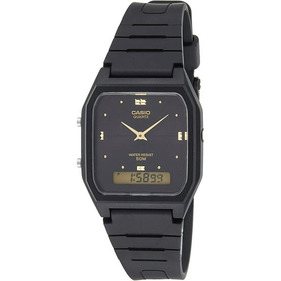 Casio Men's Black Resin Band Analog and Digital Watch - AW-48HE-1AV