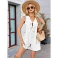 thumbnail image 2 of Women'S Summer Casual Rompers Lace-Up Short Loose Linen Jumpsuit Beach Outfits Travel Vacation Clothes White XXL, 2 of 8