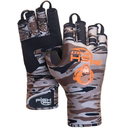 UPC: 0859100007156 | Fish Monkey Backcountry II Insulated Half Finger Glove Fall Water Camo