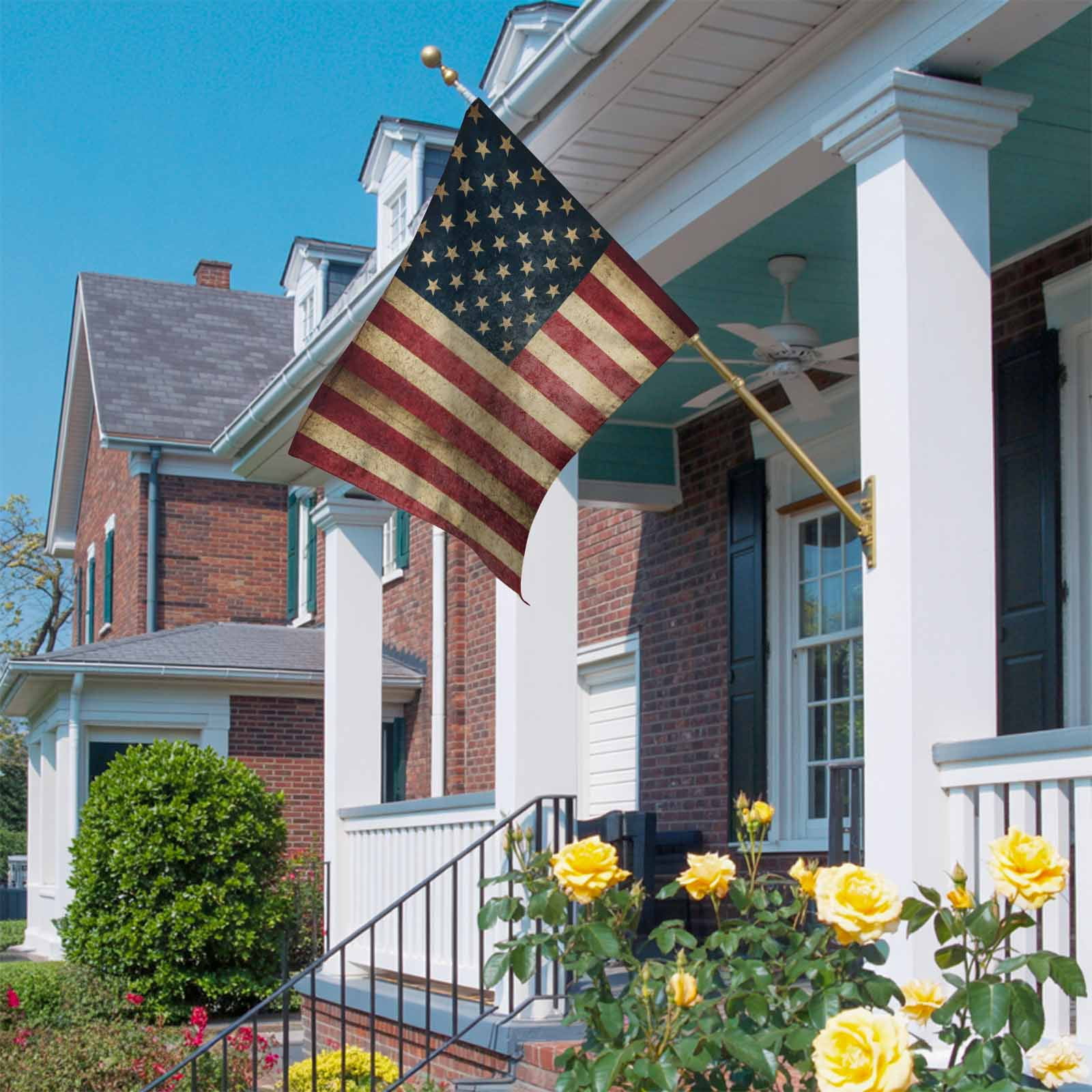 Retro American Flag House Flag 28 x 40 Inches, Independence Day Red Stripes Blue Stars Weather Proof Outdoor Patio Flags Double Sided Small House Decoration for Yard Lawn Outside Home