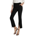 thumbnail image 4 of Lucakuins - Pantalones largos casuales para mujer, cintura alta, color sólido, pierna acampanada, pantalones divididos con bolsillos Lucakuins moda, 4 of 6