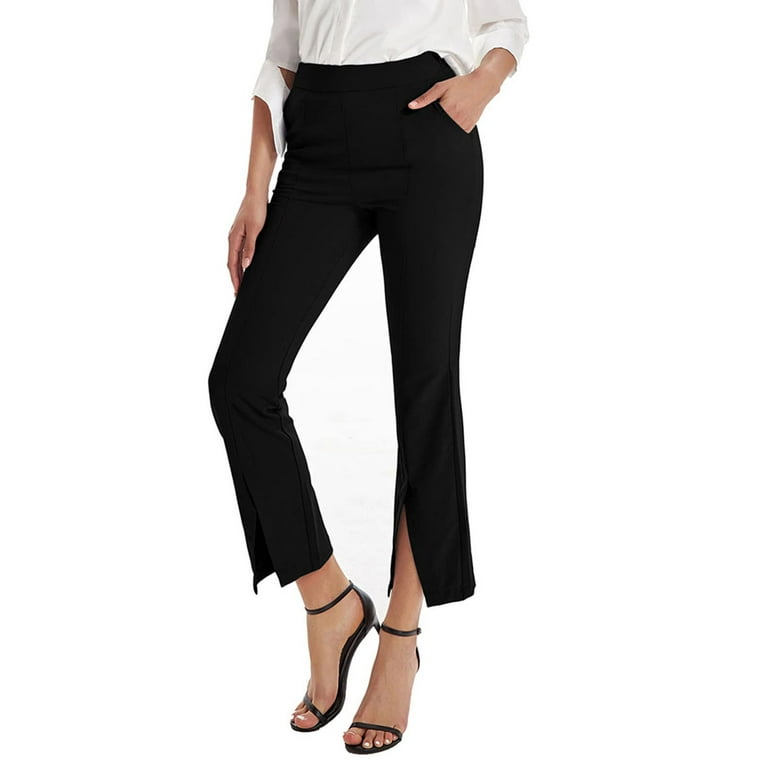 Chollius Women's Flare Leg Split Trousers Split Front Dress Pants