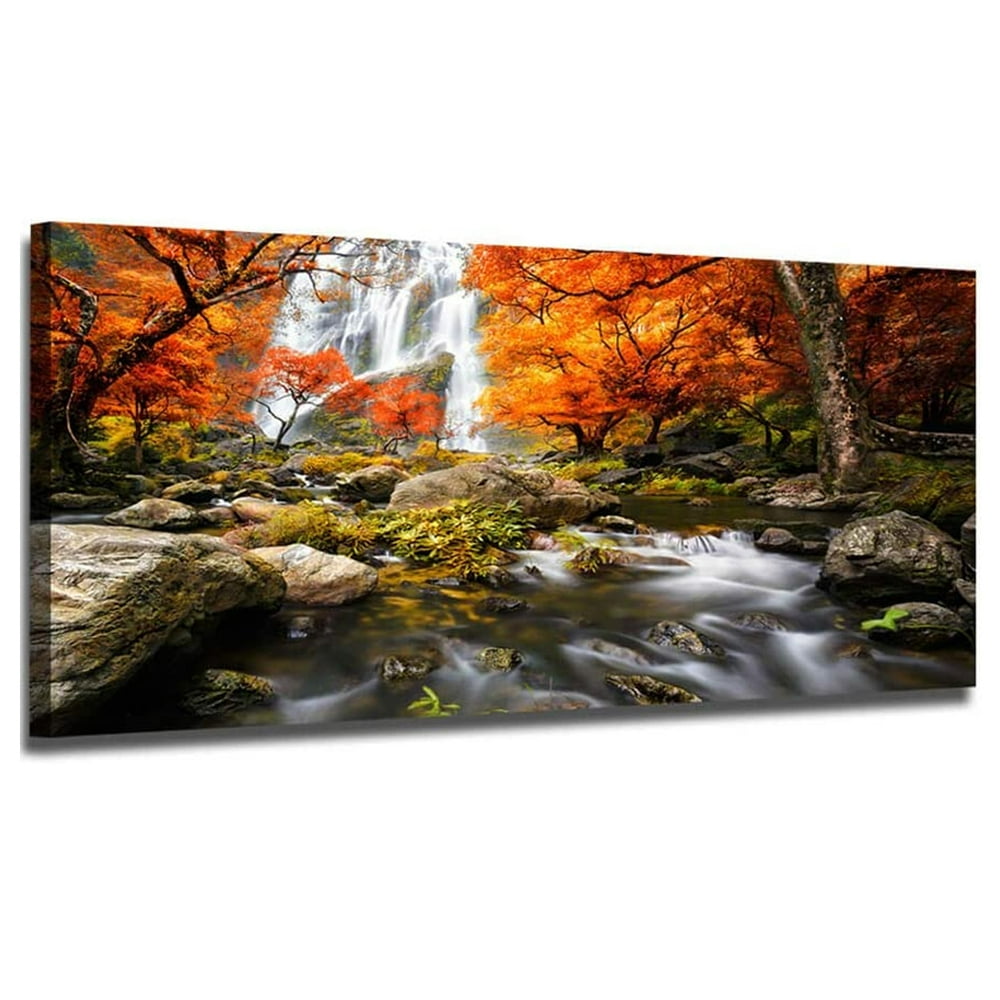 Waterfall Wall Art River Landscape Painting Home Decoration for Living
