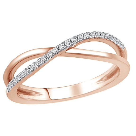 White Natural Diamond X Crossover Ring in 14k Rose Gold