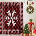 thumbnail image 5 of Winter Snowflake Christmas Red Buffalo Lattice Shower Curtain for Bathroom, Retro Black Plaid White Shadow Waterproof Shower Curtains Washable Quick Dry with Hooks Bathtub Curtains 36x72IN, 5 of 9