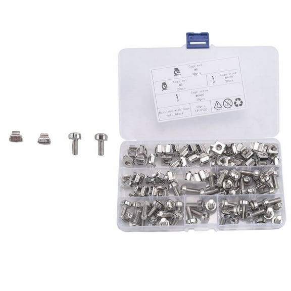 50 Sets M6 Square Hole Hardware Cage Nuts&Mounting Screws Washers for Server Rack and Cabinet(M6 X 20Mm)(Screw Washer Cage Nut),50* M6 cage nut 50* M6*20mm screw,silver