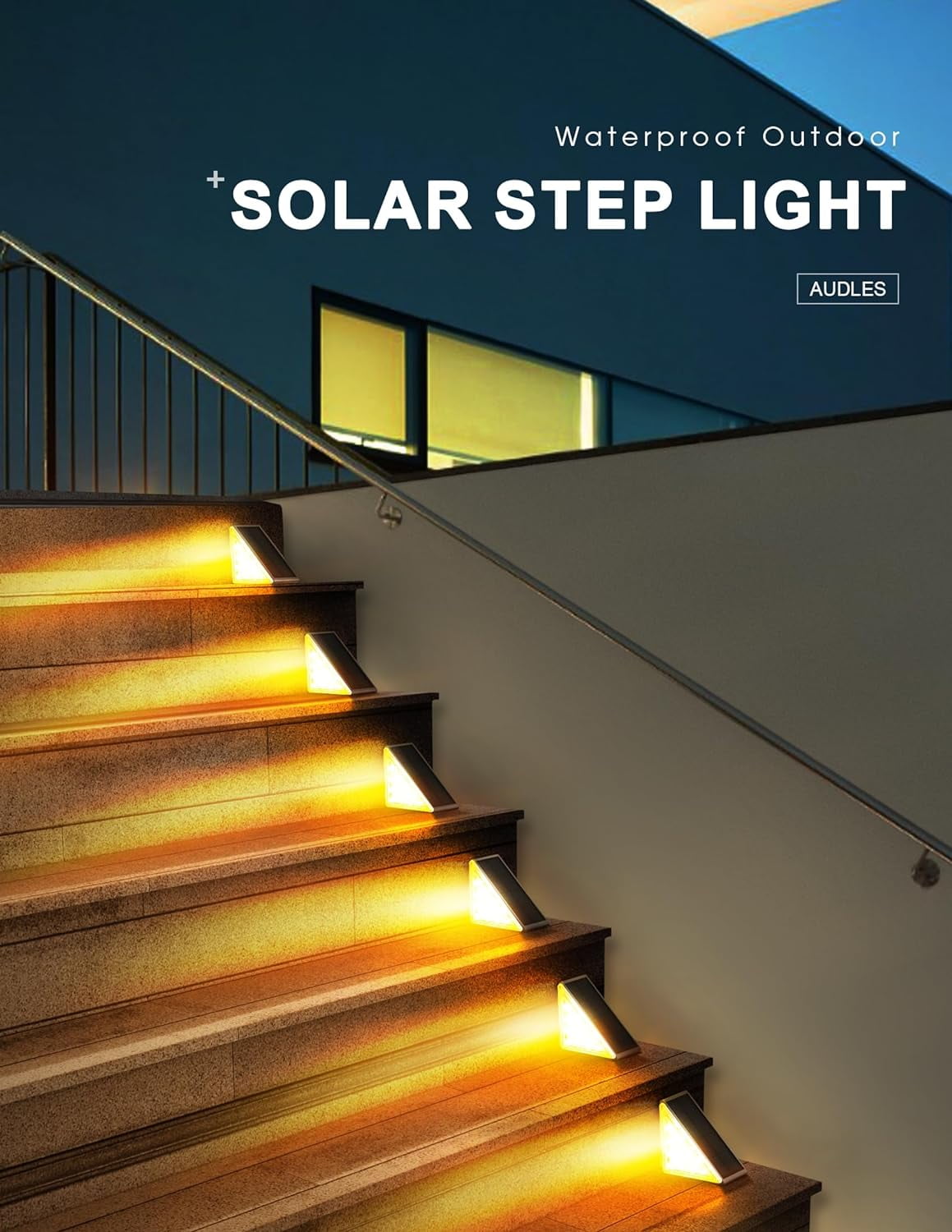 LED Solar Step Lights Waterproof Outdoor Stair Lights, Solar Deck Lights Outdoor Decor IP67 Solar Decoration Lights for Yard, Patio, Garden, Walkways, Front Door, Pathway, Driveway, Porch 6 Pack