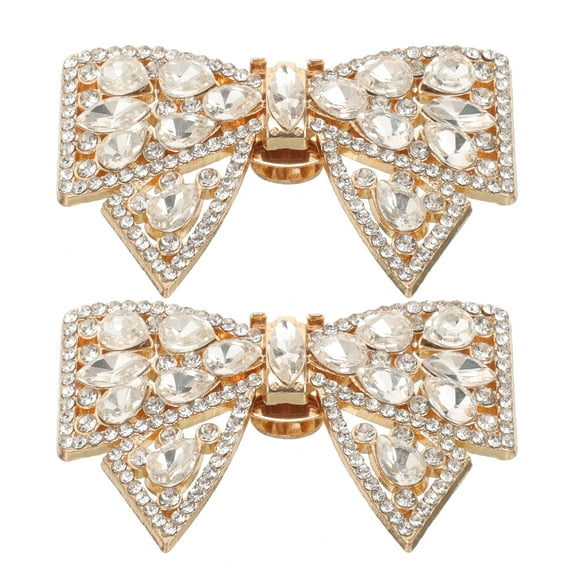 WHAMVOX Golden Removable Shoe Clips with Rhinestone Decor for Shoe Accessories 1 Pair