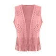 thumbnail image 6 of GEWSEY Women Western Tassels Vest Tops 70s Hippie Suede Fringe Vests Jacket Cardigan Open Front Rodeo Cowgirl Shirt (Pink, S), 6 of 7