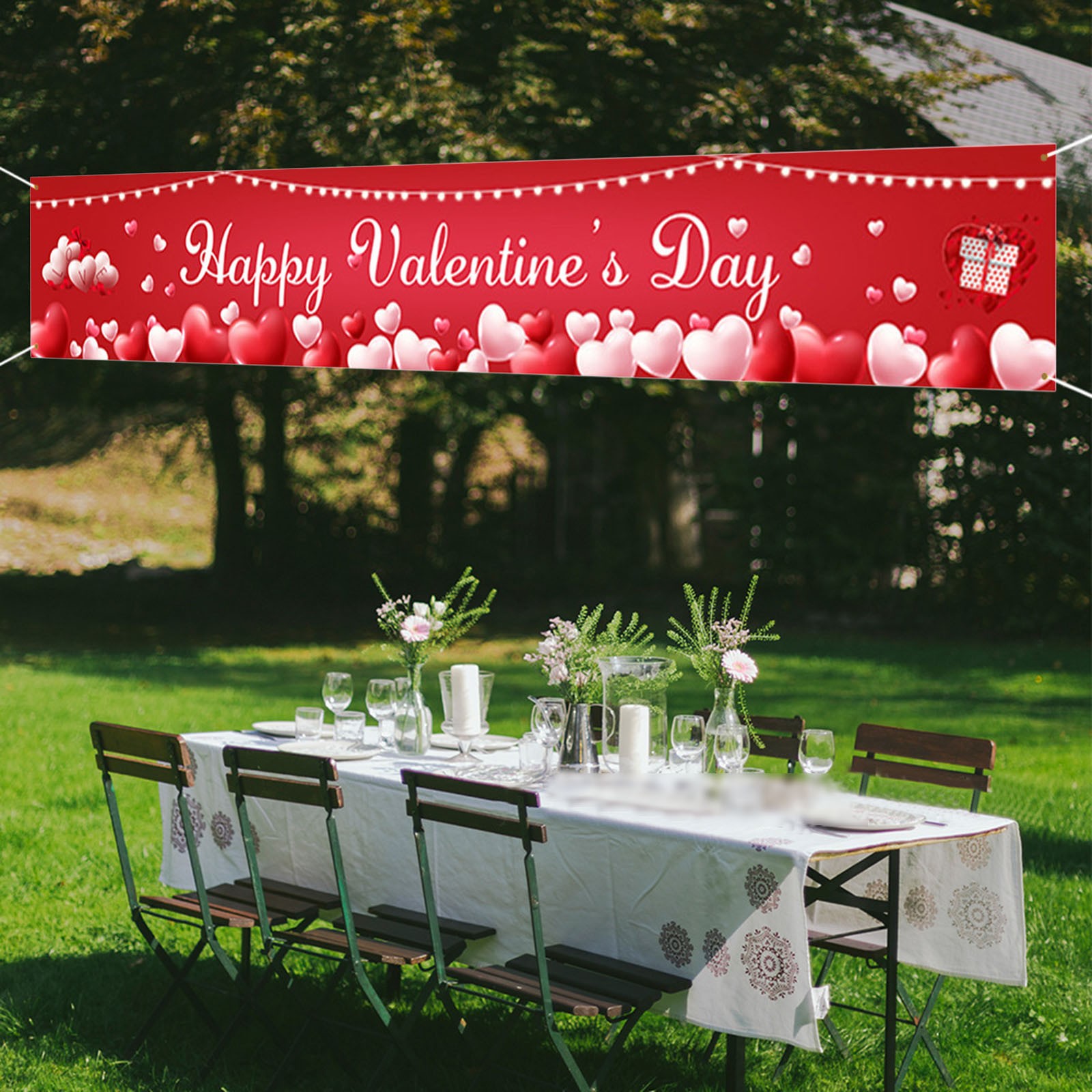 Mengzhiii Valentine's Day Banner Creative Alphabet Party Scene 