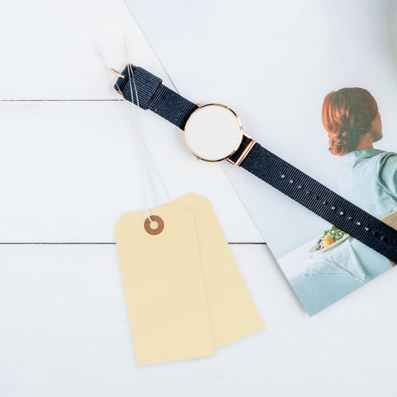 FELTECHELECTR 100 Pcs Blank Paper Label Merchandise Tags with Wire Sale Yellow