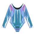 thumbnail image 5 of Sinleey Women's Metallic Liquid Leotard Bodysuit Long Sleeves Gymnastics Dance Costume Colorful L, 5 of 7