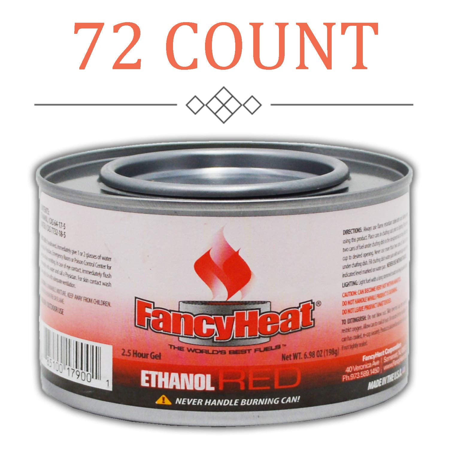 Chafing Dish Fuel Cans Includes 72 Ethanol Gel Chafing Fuels, Burns for 2.5 Hours (6.98 OZ