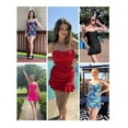 thumbnail image 4 of Women's Black Tummy Control One Piece Swim Dress Strapless Swimsuit Bandeau Skirted Bathing Suits, 4 of 9