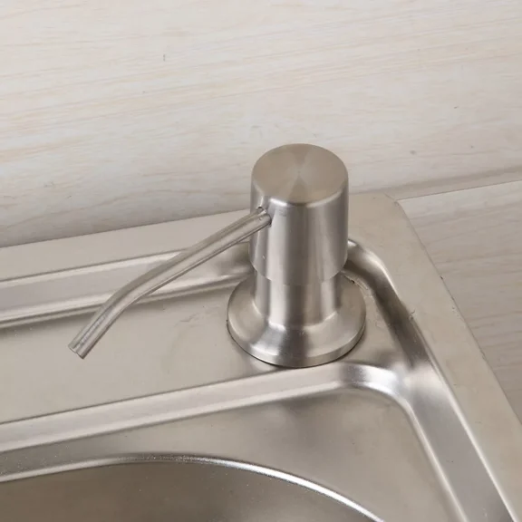 Kitchen Brushed Nickel Liquid Soap Dispenser Plastic Bottle Sink