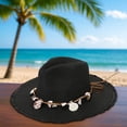 thumbnail image 2 of Riforla Fashion Decoration Large Brim Sun Hat Seaside Holiday Straw Hat Sun Hat Summer Hats Black, 2 of 3