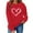 01 Red, variant on YueHuiYing Women's Oversized Hoodless Sweatshirt with Single Heart Print Crew Neck Long Sleeve - Valentine's Day Casual Comfort Top