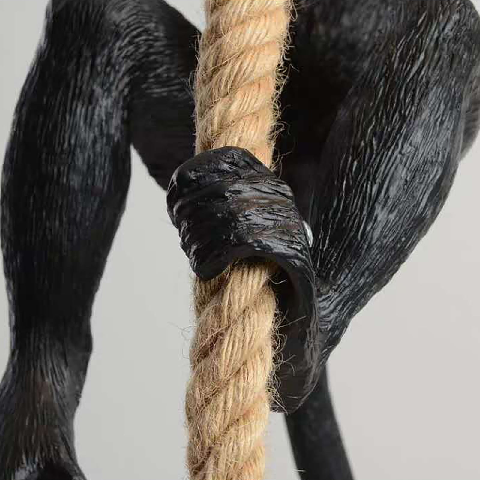 Miumaeov Vintage Resin Monkey Chandelier, Hemp Rope Monkey Pendant Light (Black)