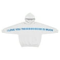 thumbnail image 7 of dazeni Boys Girls Valentine's Day Outfits Letter Graphic Pullover Hoodies Oversized Drop Shoulder Sweatshirts Spring Back to School Clothes White 13 Years, 7 of 7