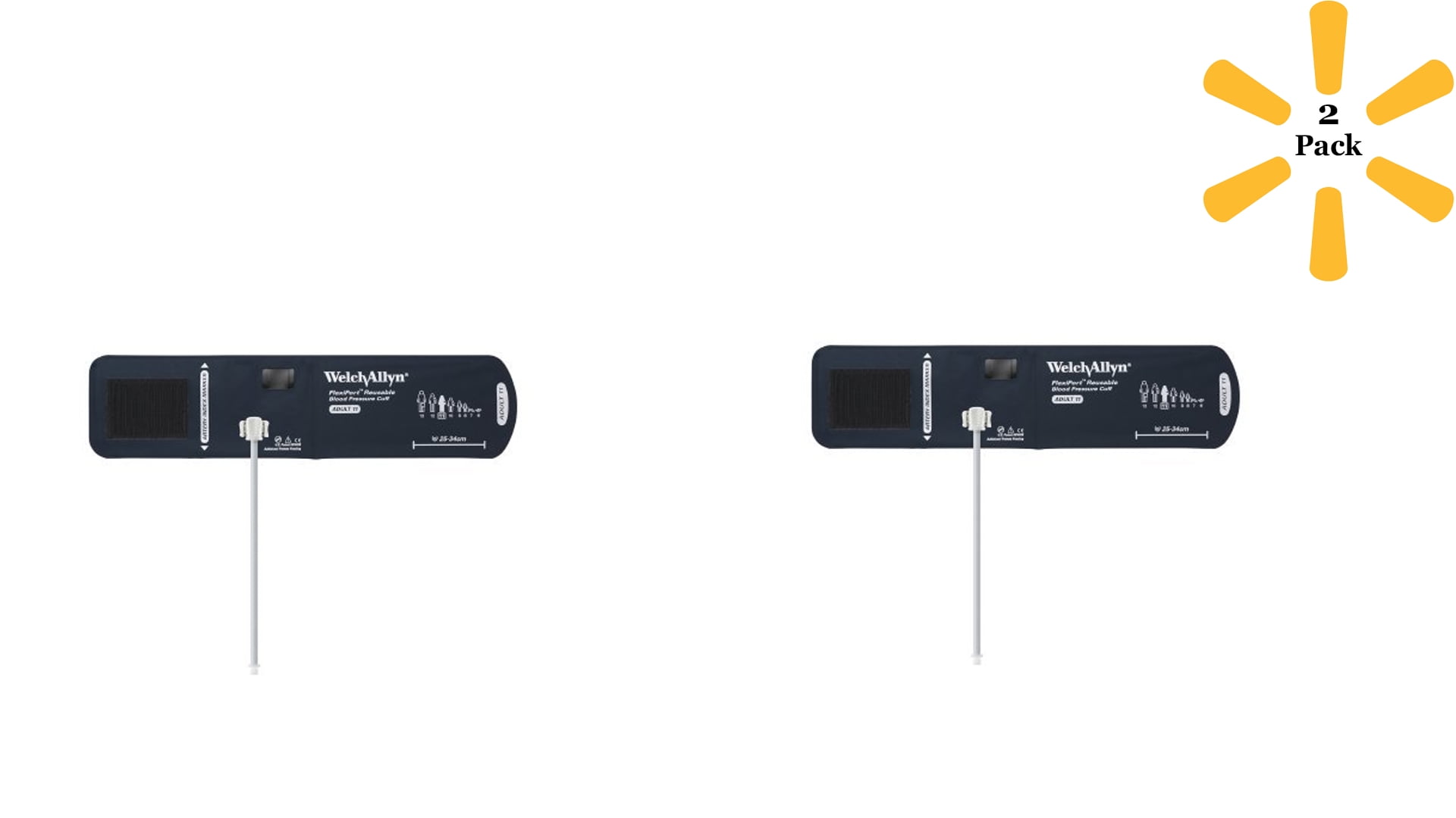 Welch Allyn Blood Pressure Cuff FlexiPort Adult Arm Size 11 Cuff 25 - 34 cm Nylon Cuff - REUSE-11-1SC - 2 Pack