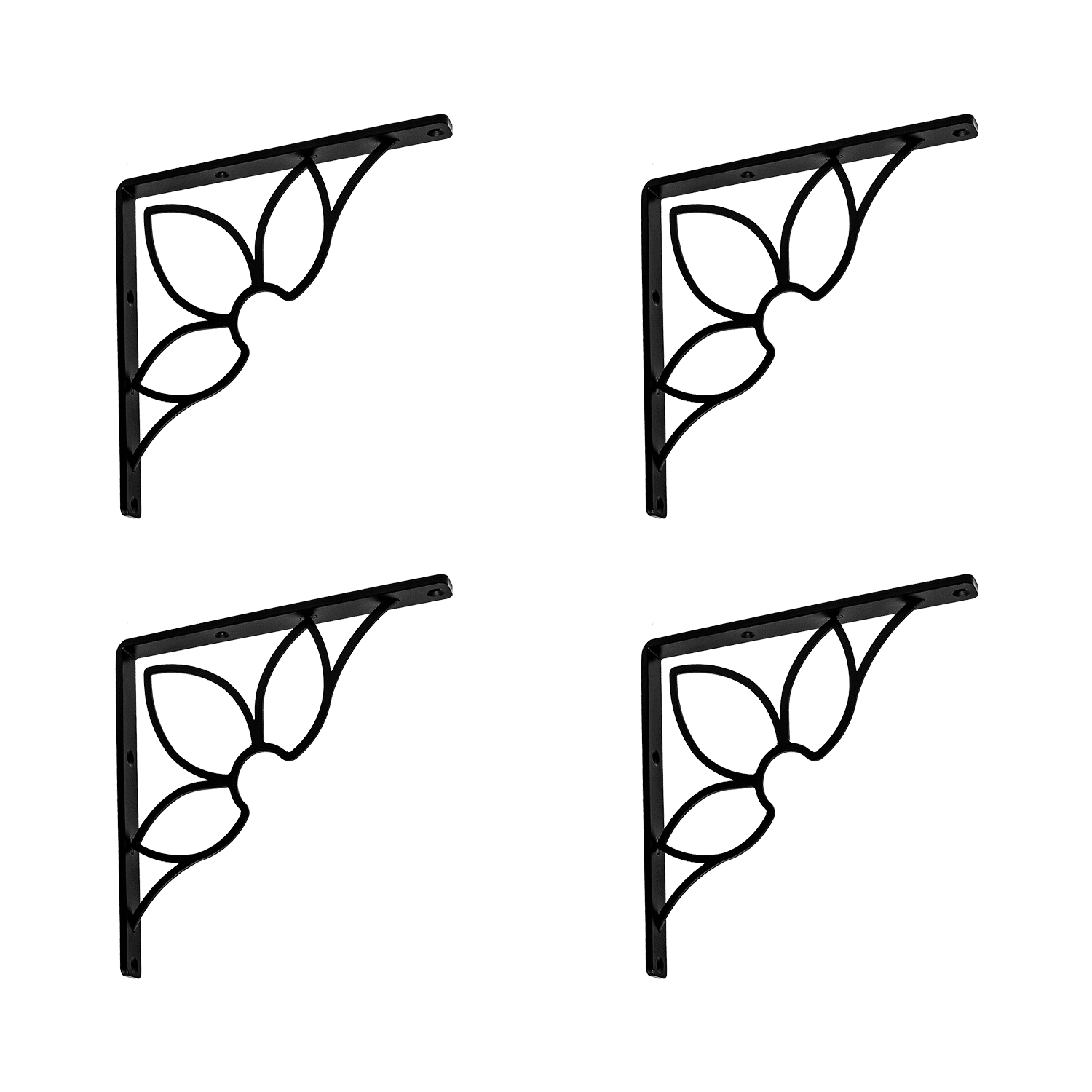 Balin Designs Black Floral Heavy Duty Metal Shelf Mounting Bracket for