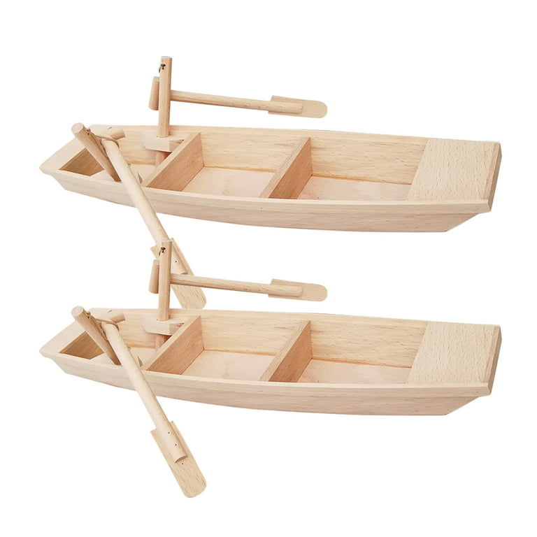 2pcs Wooden Mini Boat Model Small Wooden Fishing Boat Small Model Boat for  Home Office Decoration 