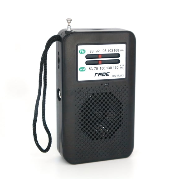 Portable AM/FM Radio with Digital Display, Headphone Jack & Antenna - Battery-Powered Handheld Tuner for Camping, Emergency, Home, Office - Pastel Pink