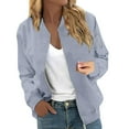 thumbnail image 3 of Bovemsi Bomber Jackets for Women Jacket Casual Coat Zip Up Outerwear Windbreaker With Pockets Light Jackets, 3 of 9