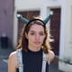 thumbnail image 4 of Diadema de antena de caracol con ojos divertidos - Banda elástica para el pelo de spa femenino, maquillaje y fiestas de disfraces - Ajustable para todos los tamaños de cabeza, 4 of 5